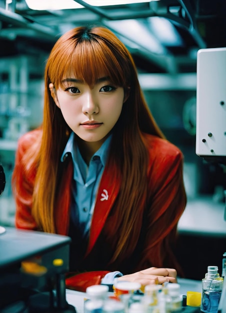 Foto de retrato analógico de Asuka Langley Soryu Generative AI