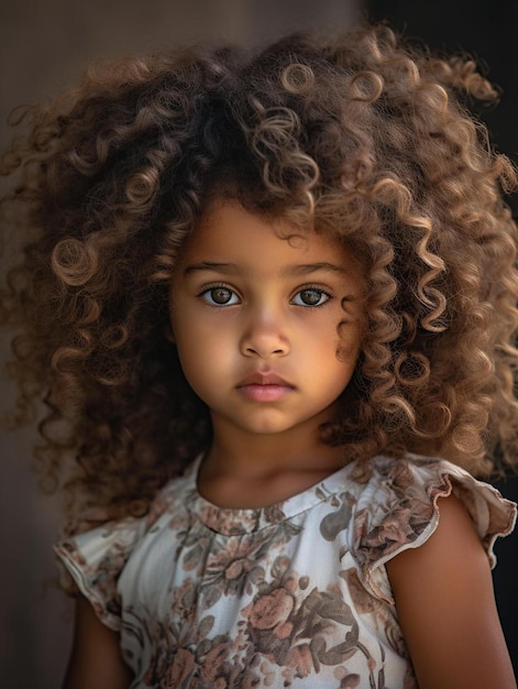 Foto de retrato de cabelo cacheado feminino infantil colombiano