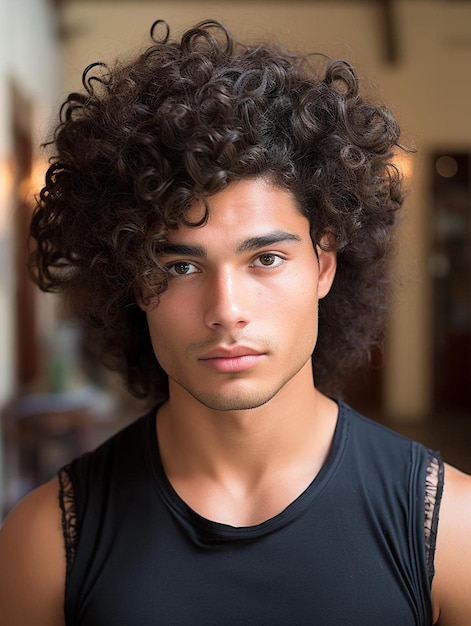 Foto de retrato de cabelo cacheado masculino adolescente argentino