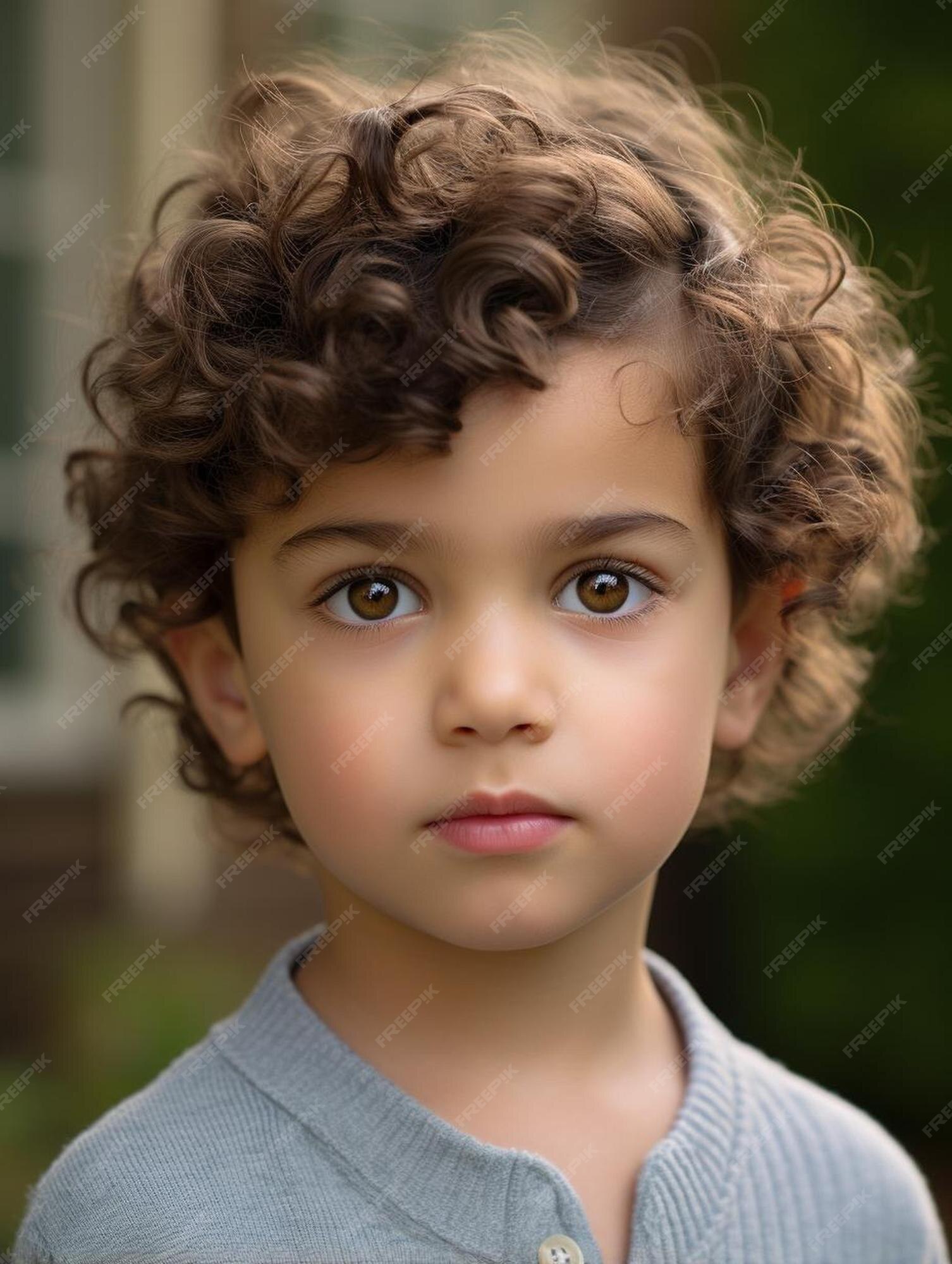 Foto de retrato de cabelo cacheado masculino infantil libanês