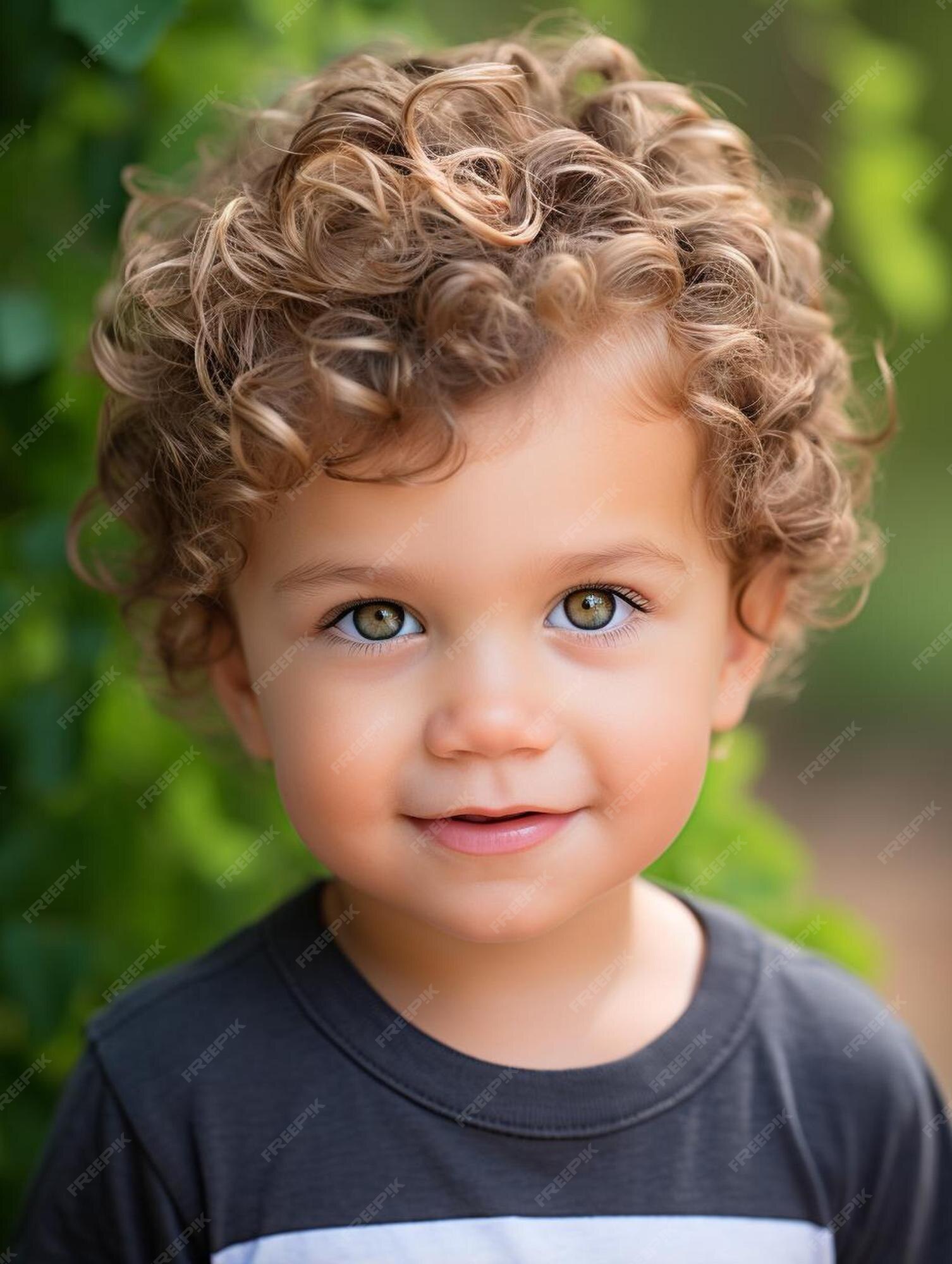 Foto de retrato de cabelo cacheado masculino infantil libanês