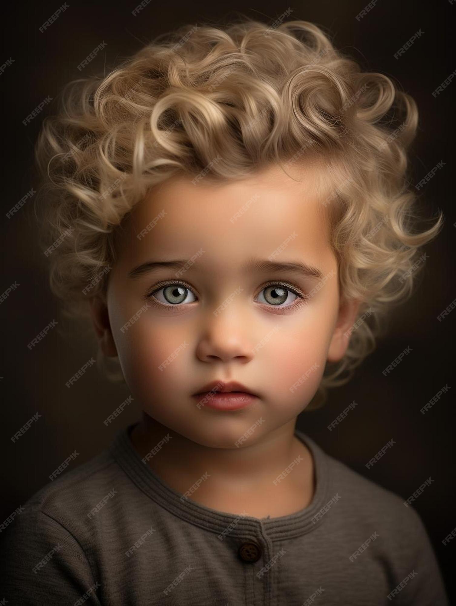 Foto de retrato de cabelo cacheado masculino infantil libanês