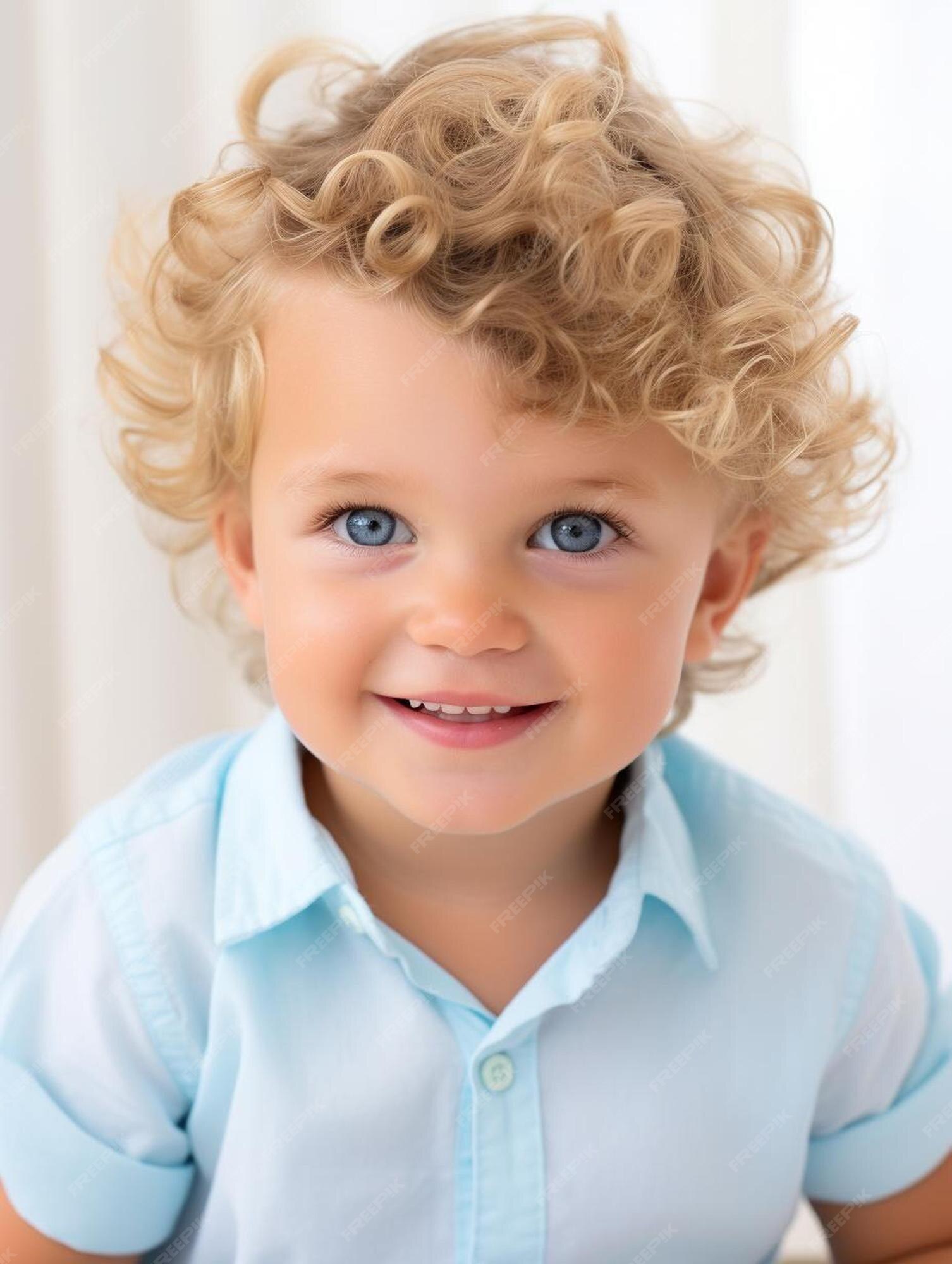 Foto de retrato de cabelo cacheado masculino infantil francês