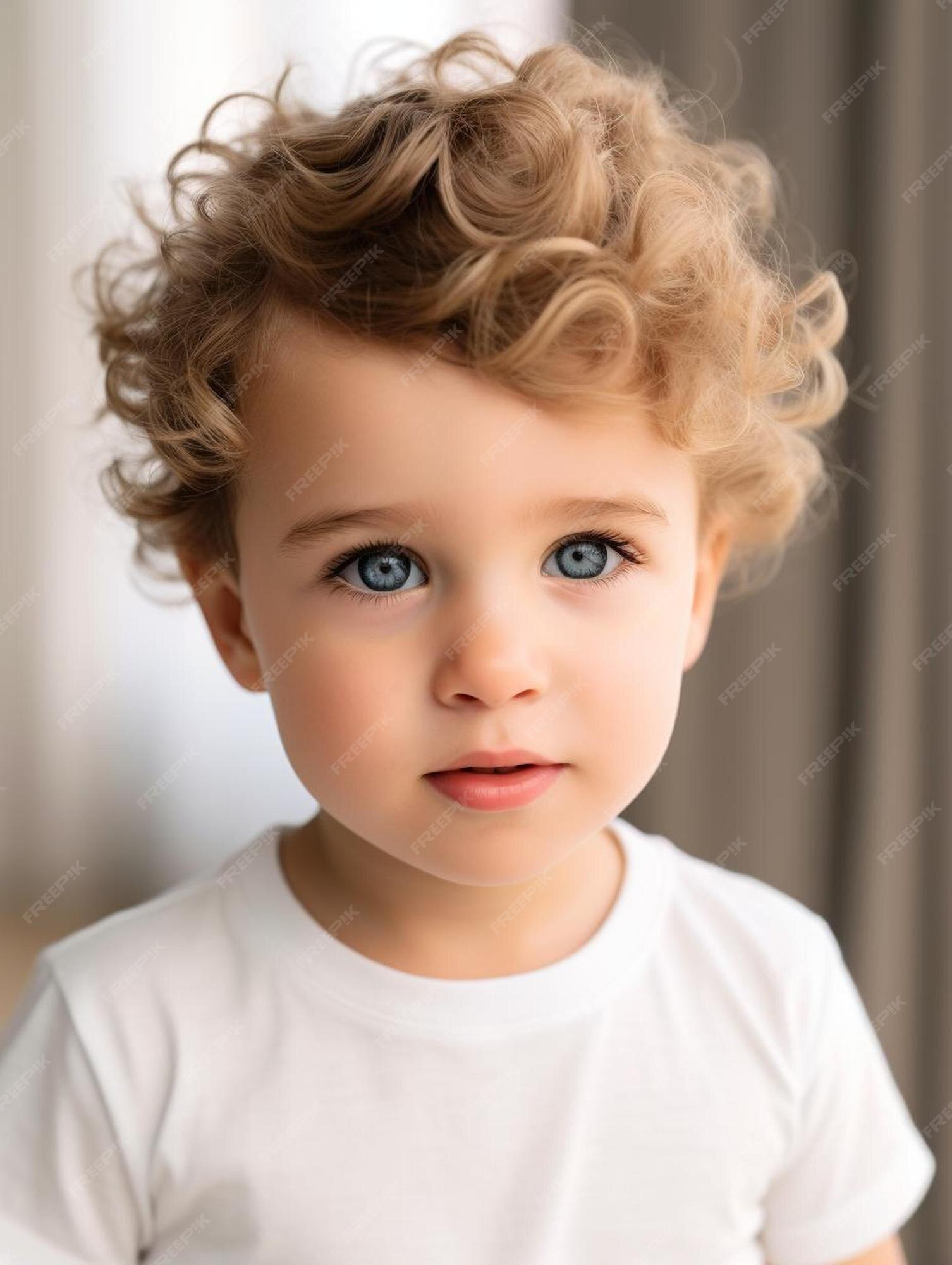 Foto de retrato de cabelo cacheado masculino infantil suíço