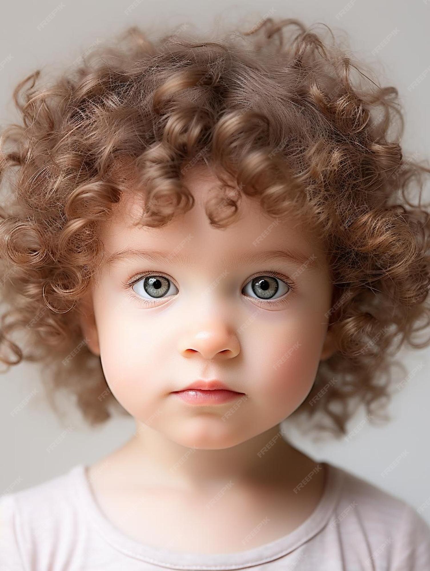 Foto de retrato de cabelo cacheado masculino infantil espanhol