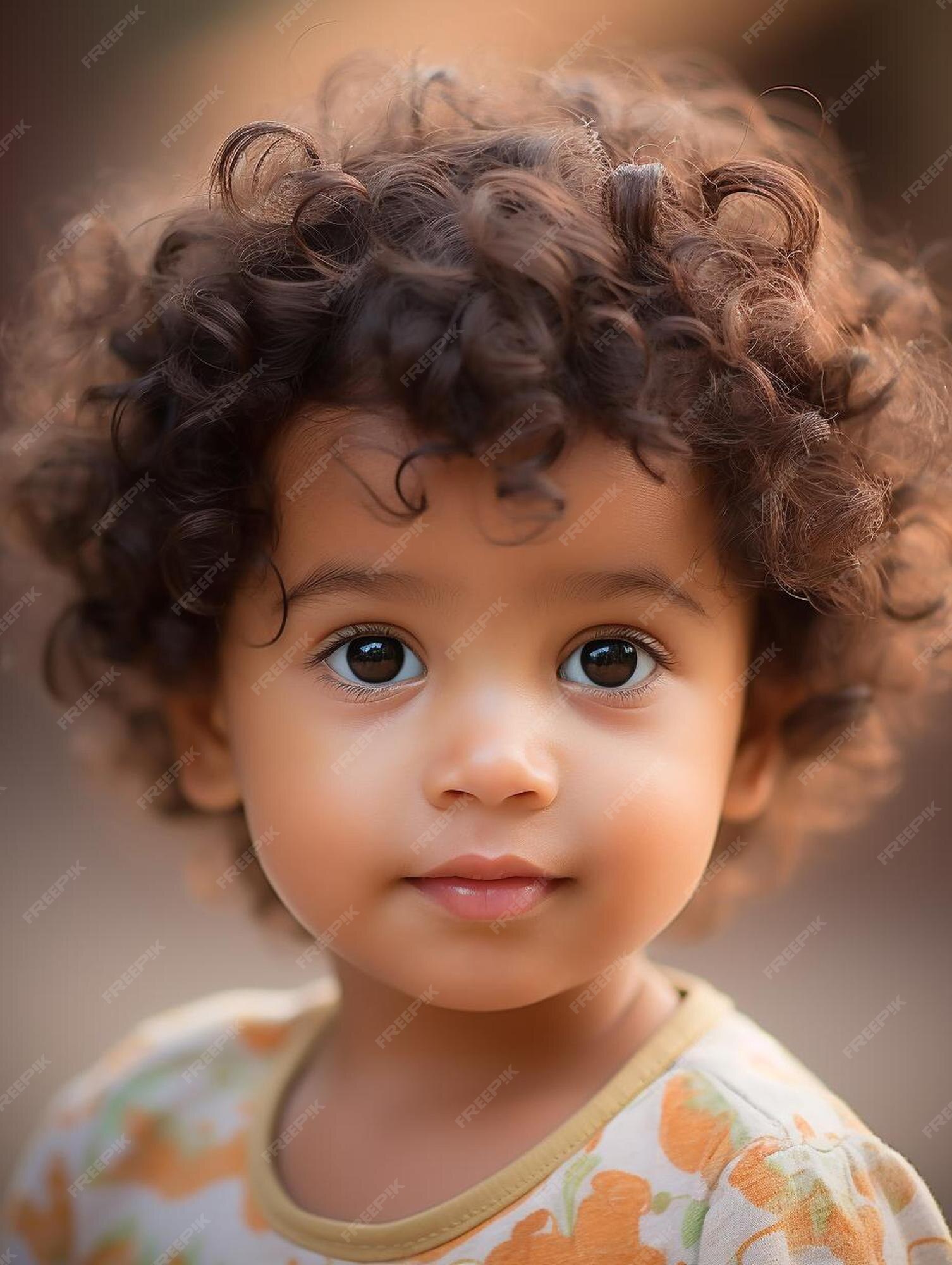 Foto de retrato de cabelo cacheado masculino infantil espanhol