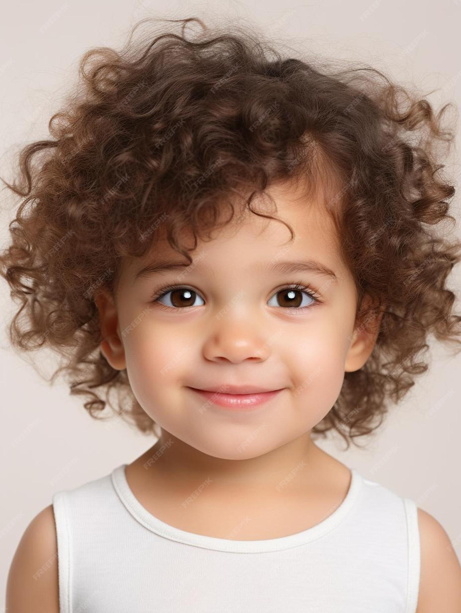 Foto de retrato de cabelo cacheado masculino infantil suíço