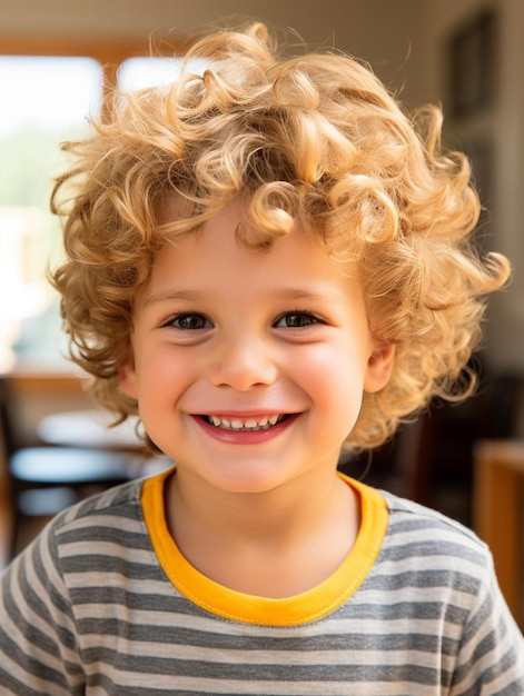 Foto de retrato de cabelo cacheado masculino infantil espanhol