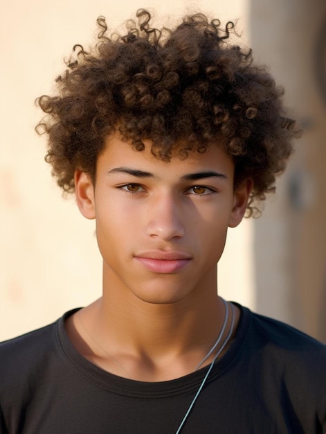 Foto de retrato de cabelo encaracolado masculino adolescente de Fiji