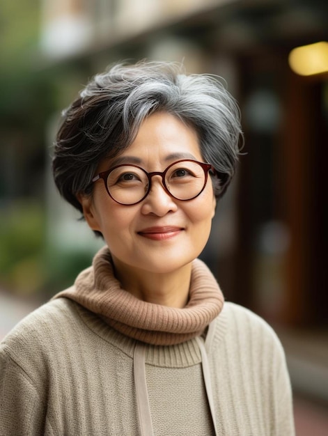 Foto de retrato de cabelo liso feminino adulto sênior chinês