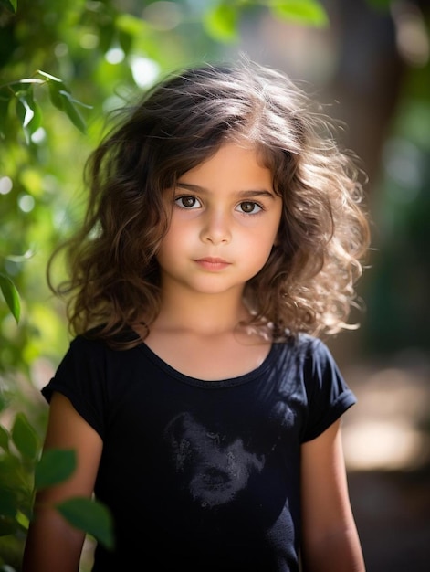 Foto de retrato de cabelo liso feminino de criança espanhola