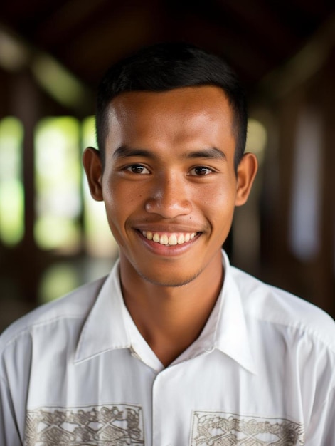 Foto de retrato de cabelo liso masculino adolescente indonésio