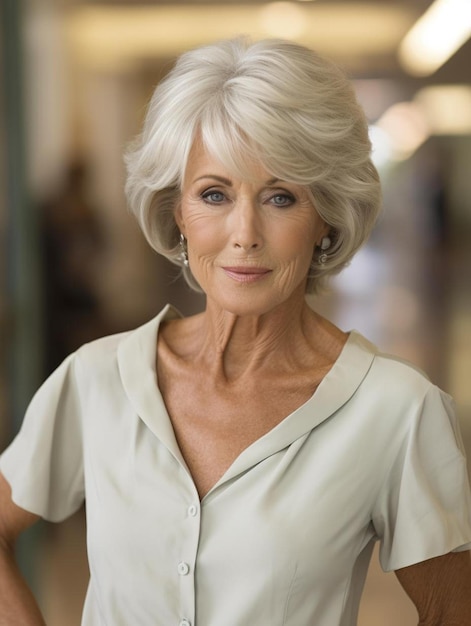 Foto de retrato de cabelo ondulado feminino adulto sênior australiano