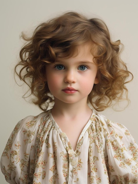 Foto de retrato de cabelo ondulado feminino de criança alemã
