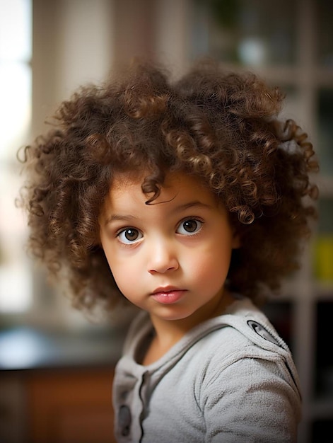 Foto de retrato de cabelo ondulado feminino infantil mexicano