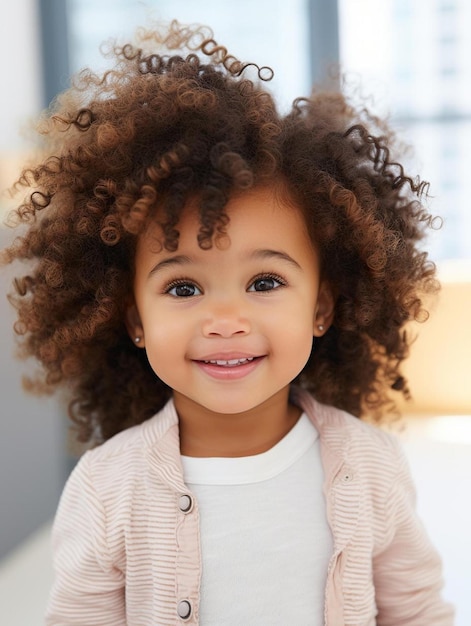 Foto de retrato de cabelo ondulado feminino infantil sul-africano