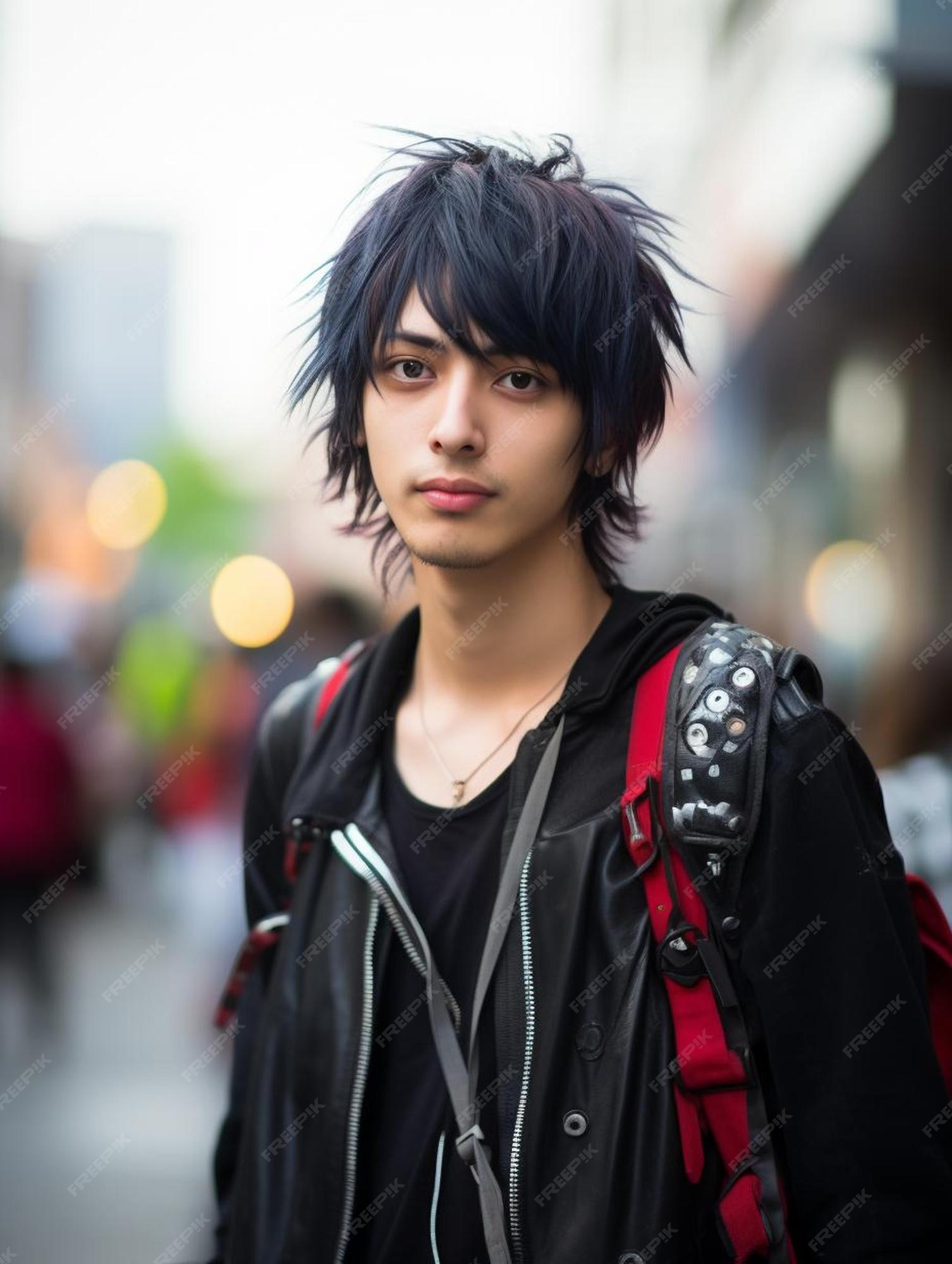 Foto de retrato de cabelo ondulado masculino adolescente japonês