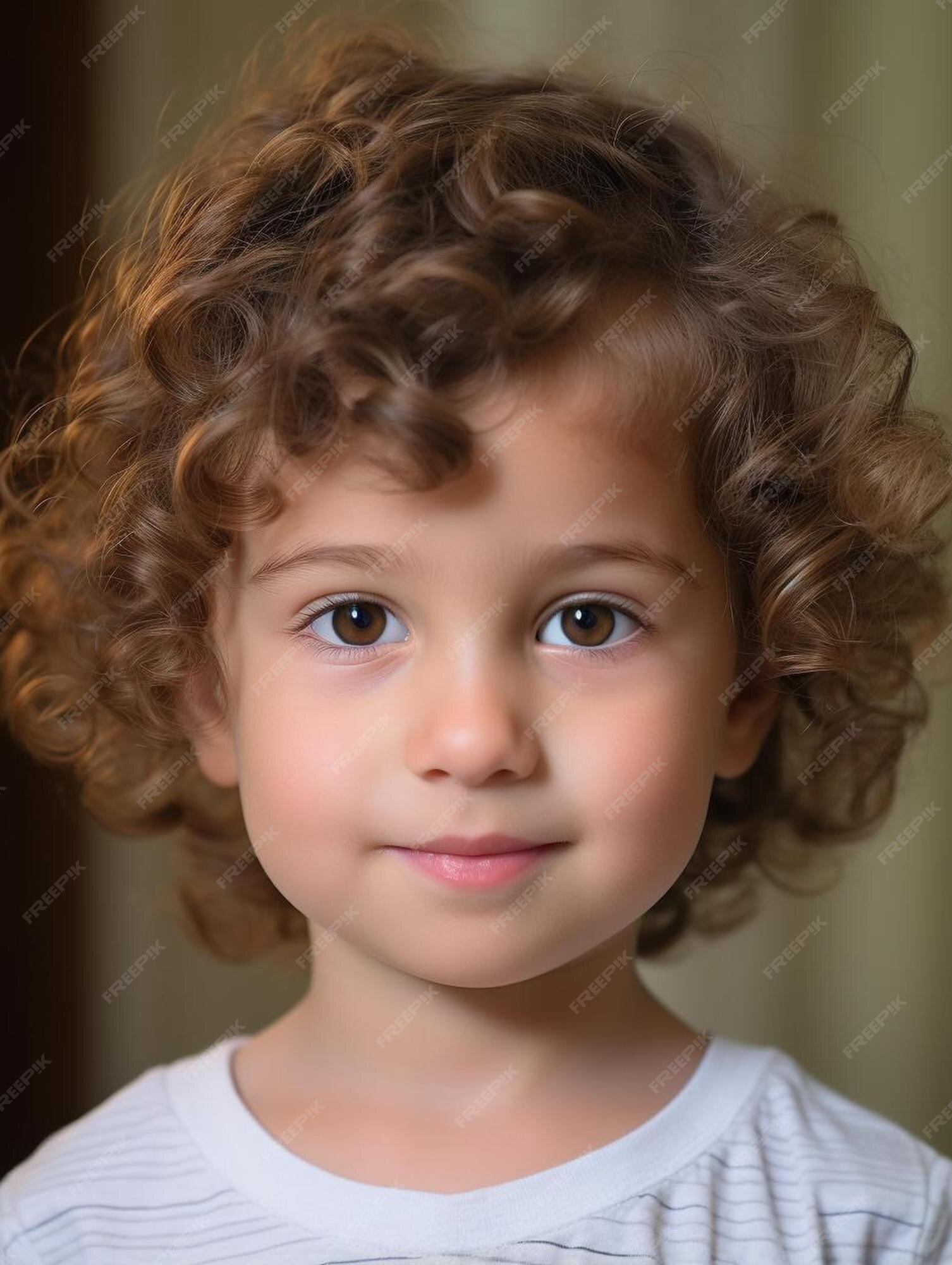 Foto de retrato de cabelo cacheado masculino infantil libanês