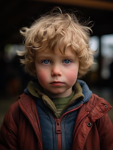 Foto de retrato de cabelo cacheado masculino infantil suíço