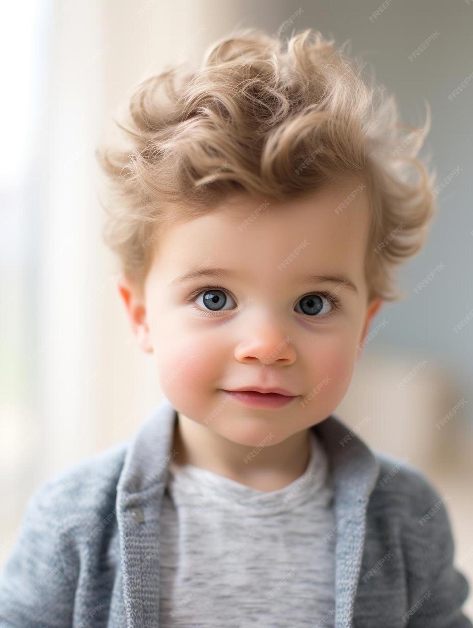 Foto de retrato de cabelo cacheado masculino infantil francês