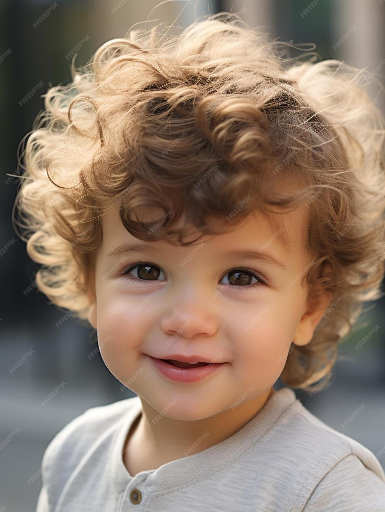 Foto de retrato de cabelo cacheado masculino infantil libanês