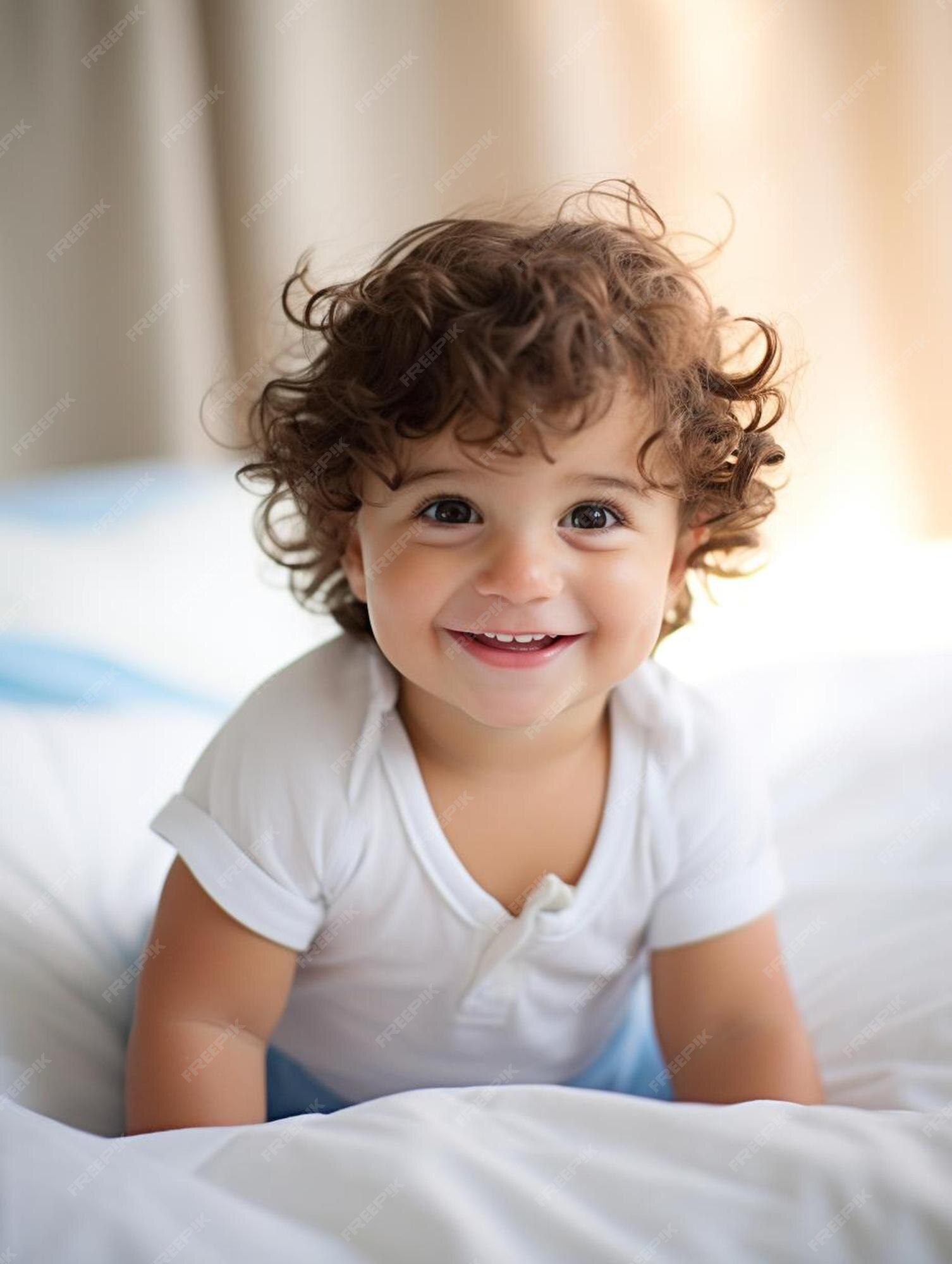 Foto de retrato de cabelo cacheado masculino infantil suíço