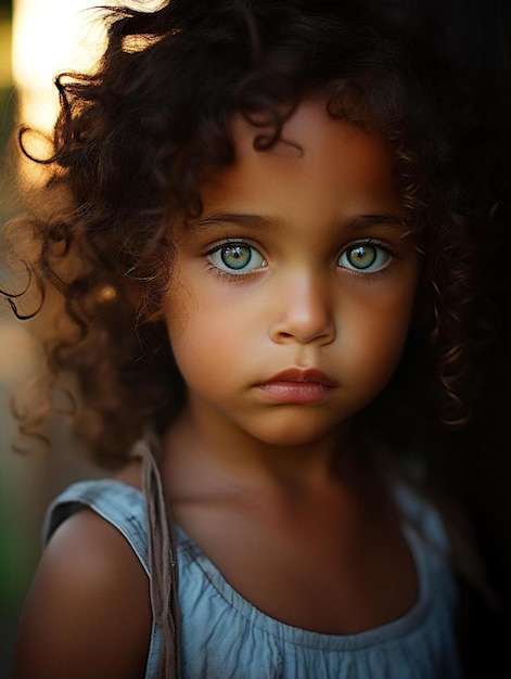 Foto de retrato de criança de Trinidad e Tobagon, mulher, encaracolada