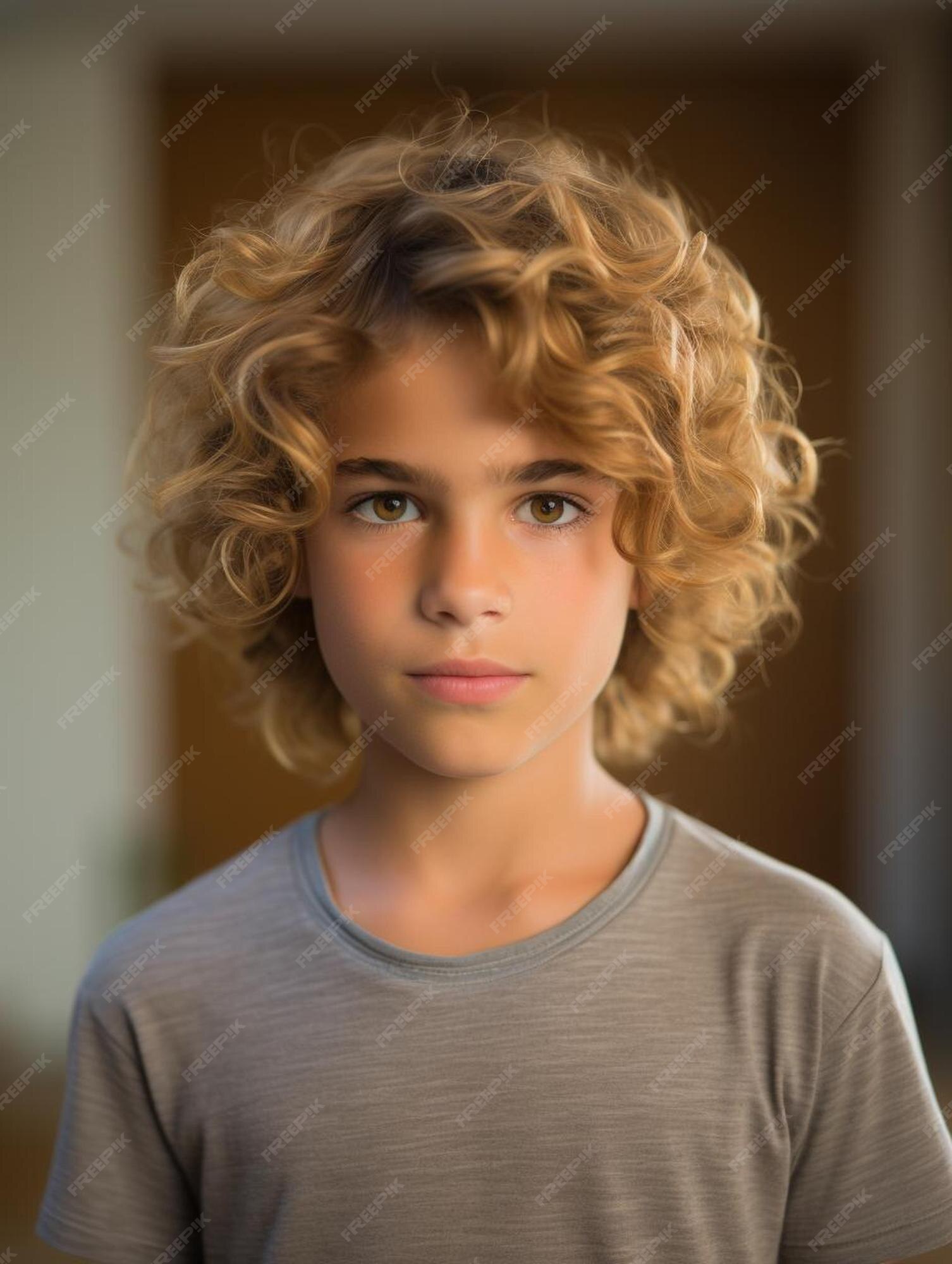 Foto de retrato de cabelo cacheado masculino infantil libanês