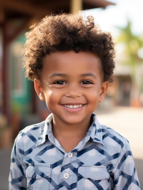 Foto de retrato de criança masculina ondulada de Trinidad e Tobagonian