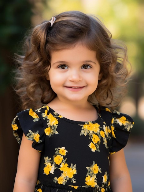 Foto foto de retrato de criança mexicana com cabelo liso feminino sorrindo