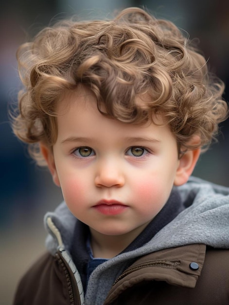 Foto de retrato de cabelo cacheado masculino infantil suíço