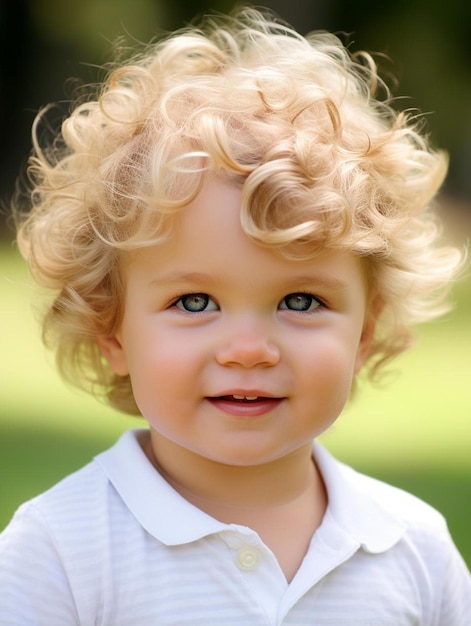 Foto de retrato de cabelo cacheado masculino infantil suíço