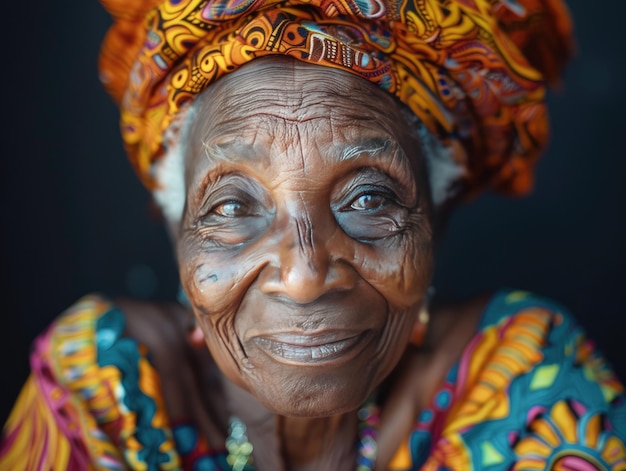 Foto de retrato de mulheres africanas idosas com fundo escuro