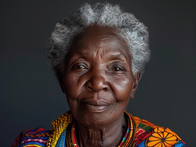 Foto foto de retrato de mulheres africanas idosas com fundo escuro