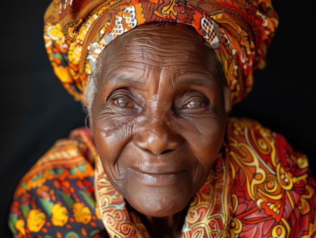 Foto de retrato de mulheres africanas idosas com fundo escuro