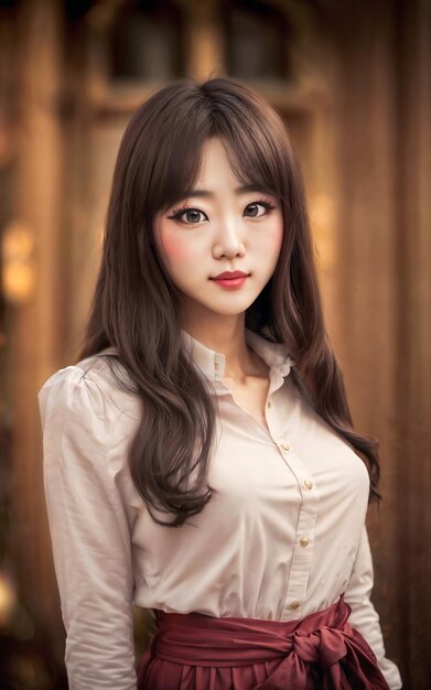 Foto de retrato de uma bela mulher asiática generativa AI