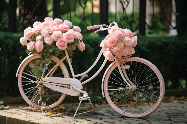 Foto foto de rosas em uma bicicleta vintage rosas