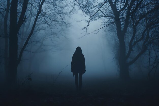 Foto de silhueta de uma pessoa em nevoeiro denso