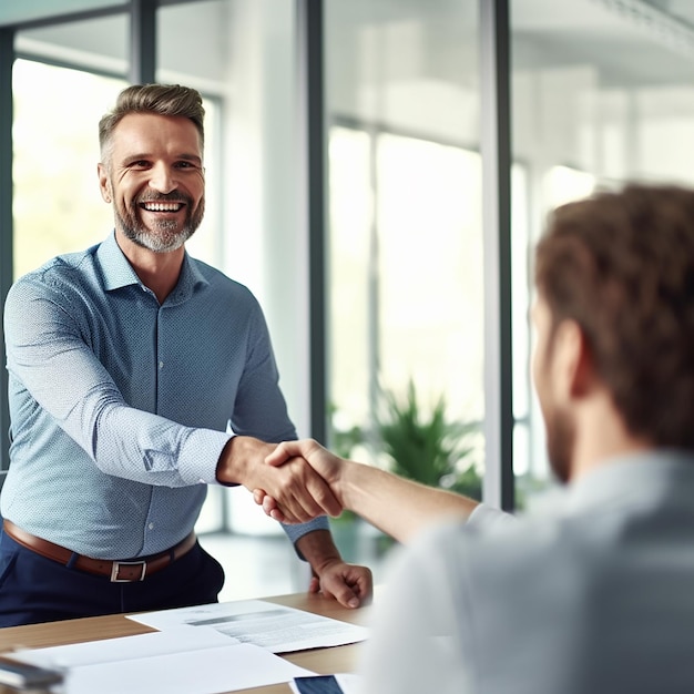 Foto de sucesso de handshake em close-up de pessoas de negócios apertando a mão.