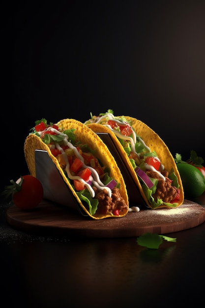 Foto de tacos com legumes e carne