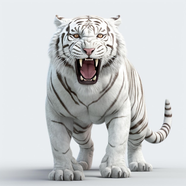 3d Renderização De Um Tigre Branco Ilustração Stock - Ilustração de raro,  grande: 234290994