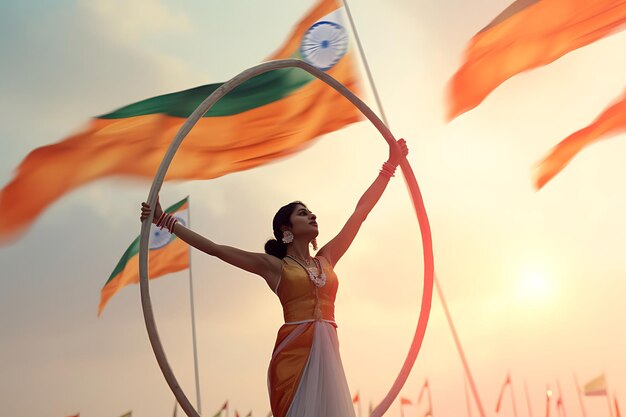 Foto de Tricolor Aerial Hoop Performances Índia Dia da República