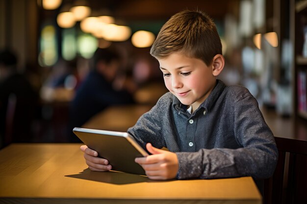 Foto de um aluno usando um tablet digital para aprender IA gerativa