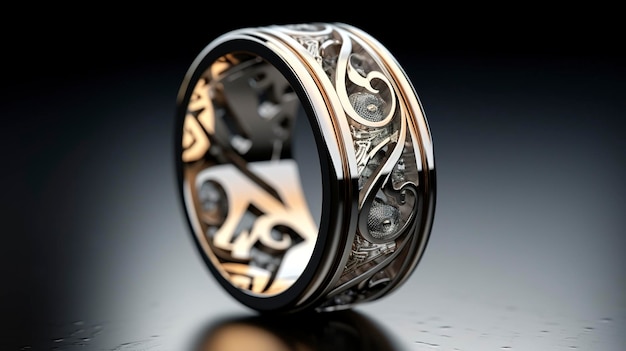 foto de um anel moderno e elegante com padrões abstratos
