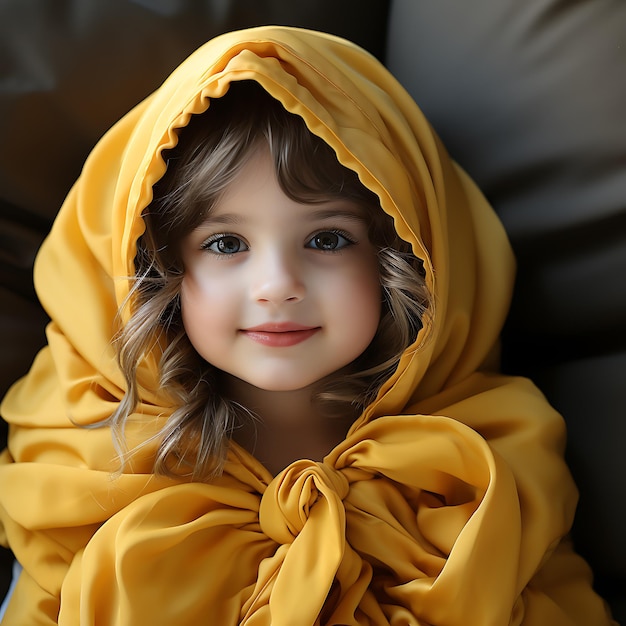 foto de um bebê recém-nascido vestindo um bonito vestido de bebê amarelo