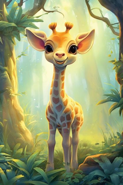 Foto de um bonito bebê girafa
