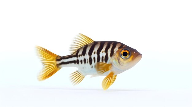 Foto de um bonito peixe Zebra Danio isolado em fundo branco