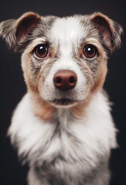 Foto foto de um cachorro no fundo monocromático da câmera com aparência de retrato estilo de foto de glamour de casaco macio