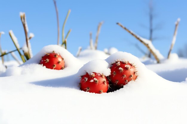 Foto de um cacto na neve