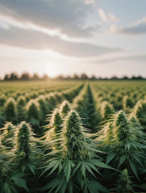 Foto foto de um campo de plantas de cannabis em um fundo branco